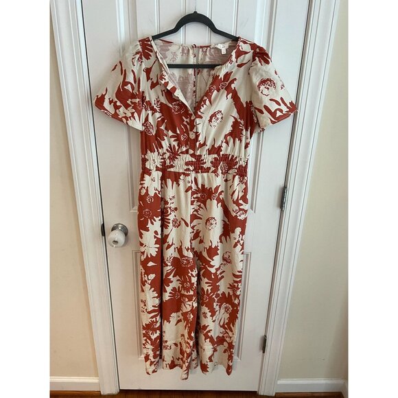Anthropologie Somerset‎ Terracotta Floral Wide-Leg Jumpsuit Size M - Picture 2 of 7